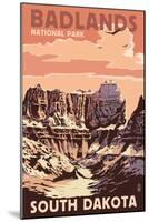 Badlands National Park, South Dakota - Castle Rock-Lantern Press-Mounted Art Print
