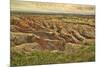 Badlands National Park, South Dakota - Grassy Bluff-Lantern Press-Mounted Art Print