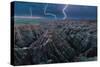 Badlands National Park, South Dakota - Lightning Storm-Lantern Press-Stretched Canvas
