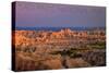 Badlands National Park, South Dakota - Purple Sunset-Lantern Press-Stretched Canvas