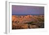 Badlands National Park, South Dakota - Purple Sunset-Lantern Press-Framed Art Print