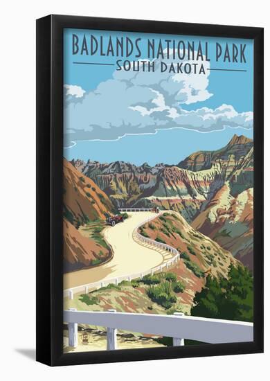 Badlands National Park, South Dakota - Road Scene-null-Framed Poster