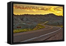 Badlands National Park, South Dakota - Road Scene-Lantern Press-Framed Stretched Canvas