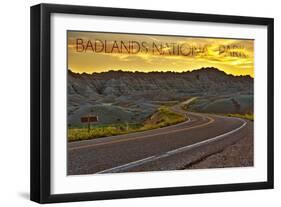 Badlands National Park, South Dakota - Road Scene-Lantern Press-Framed Art Print