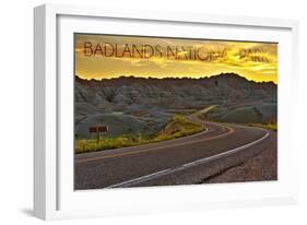 Badlands National Park, South Dakota - Road Scene-Lantern Press-Framed Art Print