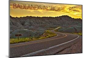 Badlands National Park, South Dakota - Road Scene-Lantern Press-Mounted Art Print