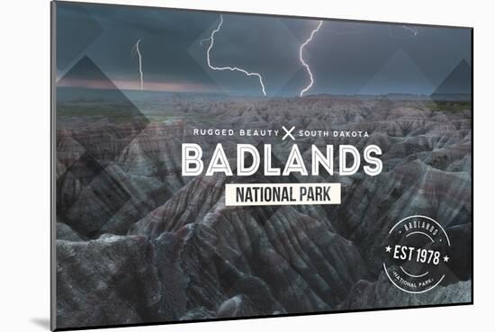 Badlands National Park, South Dakota - Rubber Stamp-Lantern Press-Mounted Art Print