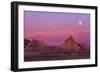 Badlands National Park, South Dakota - Sunset and Moon-Lantern Press-Framed Art Print