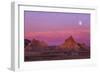 Badlands National Park, South Dakota - Sunset and Moon-Lantern Press-Framed Art Print