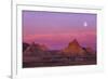 Badlands National Park, South Dakota - Sunset and Moon-Lantern Press-Framed Premium Giclee Print