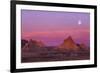 Badlands National Park, South Dakota - Sunset and Moon-Lantern Press-Framed Premium Giclee Print