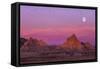 Badlands National Park, South Dakota - Sunset and Moon-Lantern Press-Framed Stretched Canvas