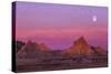 Badlands National Park, South Dakota - Sunset and Moon-Lantern Press-Stretched Canvas