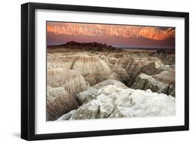 Badlands National Park, South Dakota - Sunset and Overlook-Lantern Press-Framed Art Print