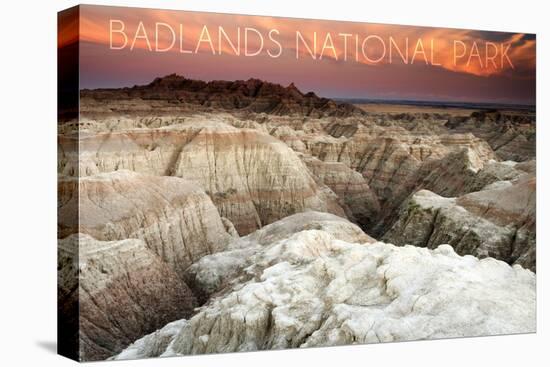 Badlands National Park, South Dakota - Sunset and Overlook-Lantern Press-Stretched Canvas