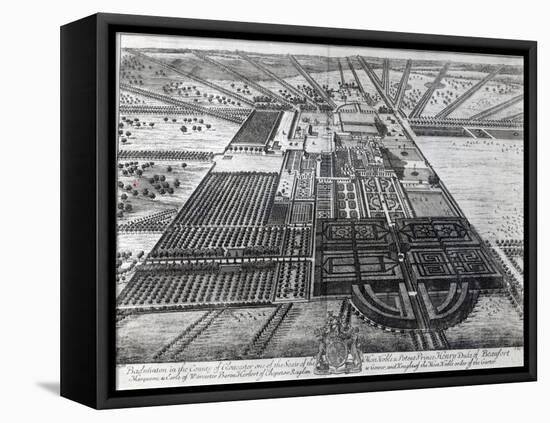 Badminton House in the County of Gloucester, Engraved by Johannes Kip-Leonard Knyff-Framed Stretched Canvas