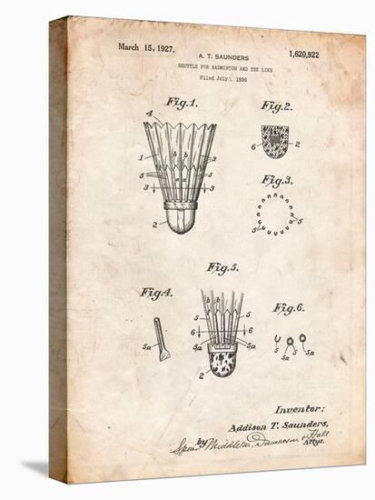 Badminton Shuttle Patent-Cole Borders-Stretched Canvas