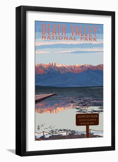 Badwater - Death Valley National Park-Lantern Press-Framed Art Print