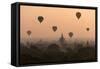 Bagan, balloons flying over ancient temples-Sarawut Intarob-Framed Stretched Canvas