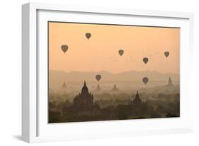 Bagan, balloons flying over ancient temples-Sarawut Intarob-Framed Photographic Print