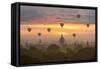 Bagan, Balloons Flying over Ancient Temples-Sarawut Intarob-Framed Stretched Canvas