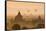 Bagan, Mandalay region, Myanmar (Burma). Pagodas and temples with balloons at sunrise.-Marco Bottigelli-Framed Stretched Canvas