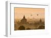 Bagan, Mandalay region, Myanmar (Burma). Pagodas and temples with balloons at sunrise.-Marco Bottigelli-Framed Photographic Print