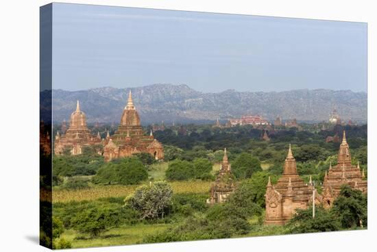 Bagan Pagodas. View from Thitsawady Pagoda. Bagan. Myanmar-Tom Norring-Stretched Canvas