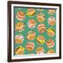 Bagels with Various Topping. Seamless Background Pattern. Vector Illustration-NGvozdeva-Framed Art Print