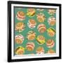 Bagels with Various Topping. Seamless Background Pattern. Vector Illustration-NGvozdeva-Framed Art Print