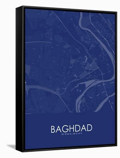 Baghdad, Iraq Blue Map-null-Framed Stretched Canvas