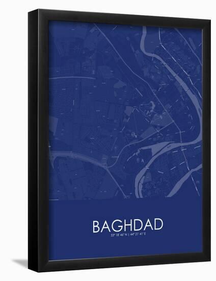 Baghdad, Iraq Blue Map-null-Framed Poster