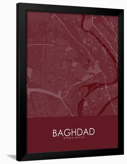 Baghdad, Iraq Red Map-null-Framed Poster