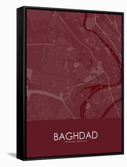 Baghdad, Iraq Red Map-null-Framed Stretched Canvas