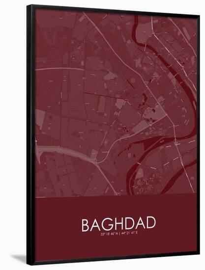 Baghdad, Iraq Red Map-null-Framed Poster