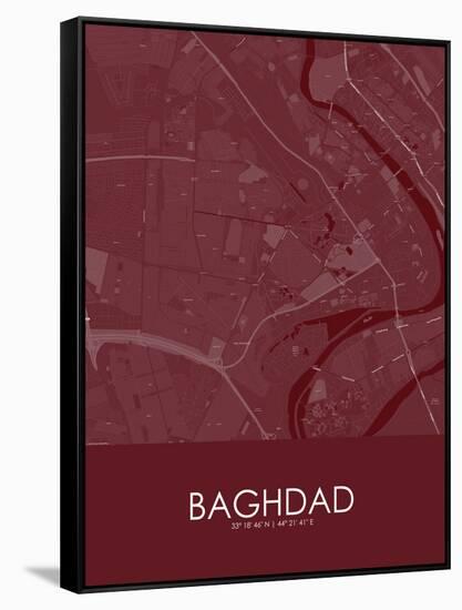 Baghdad, Iraq Red Map-null-Framed Stretched Canvas