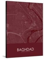 Baghdad, Iraq Red Map-null-Stretched Canvas