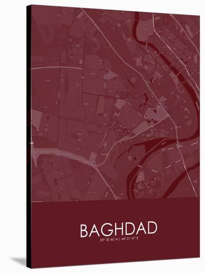 Baghdad, Iraq Red Map-null-Stretched Canvas