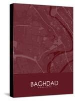 Baghdad, Iraq Red Map-null-Stretched Canvas