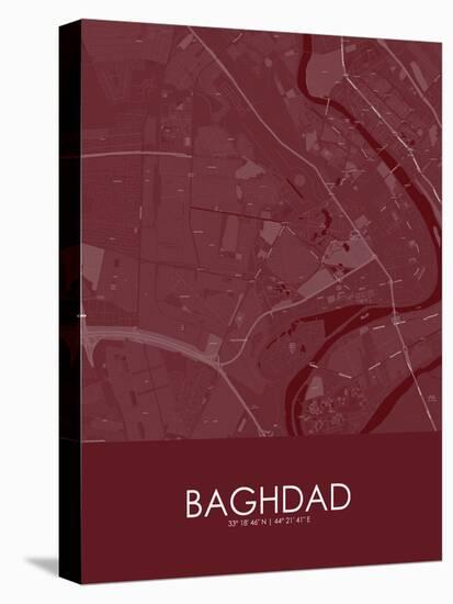 Baghdad, Iraq Red Map-null-Stretched Canvas