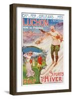 Bagnares-De-Luchon, France - Views of Golfing and Skiing, Orleans Railway Postcard, c.1920-Lantern Press-Framed Art Print