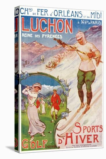 Bagnares-De-Luchon, France - Views of Golfing and Skiing, Orleans Railway Postcard, c.1920-Lantern Press-Stretched Canvas