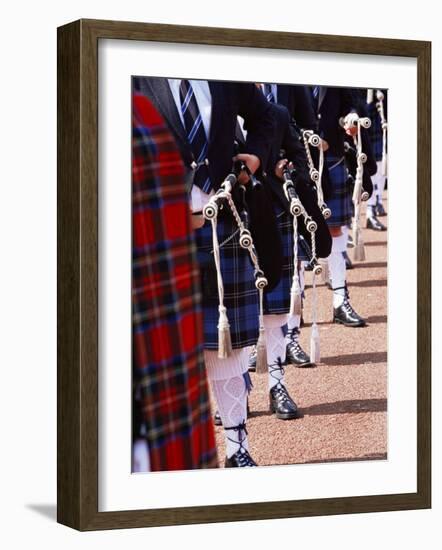 Bagpipe Players with Traditional Scottish Uniform, Glasgow, Scotland, United Kingdom, Europe-Yadid Levy-Framed Photographic Print