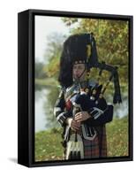 Bagpiper, Scotland, United Kingdom, Europe-Nigel Francis-Framed Stretched Canvas