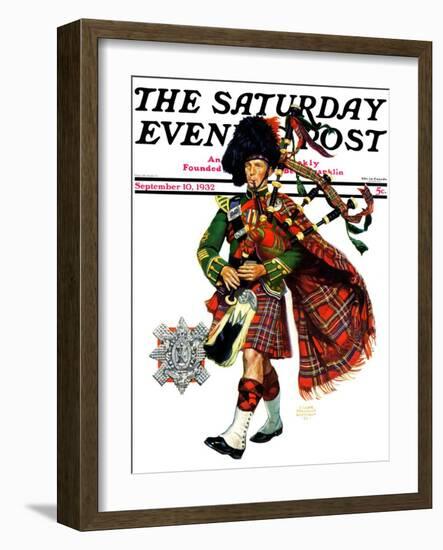 "Bagpipes," Saturday Evening Post Cover, September 10, 1932-Edgar Franklin Wittmack-Framed Premium Giclee Print