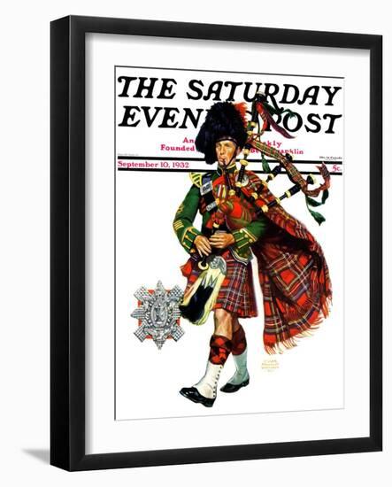 "Bagpipes," Saturday Evening Post Cover, September 10, 1932-Edgar Franklin Wittmack-Framed Premium Giclee Print