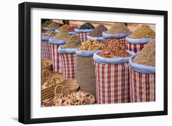 Bags of Herbs and Spices for Sale in Souk in the Old Quarter, Medina, Marrakesh, Morocco-Stephen Studd-Framed Photographic Print