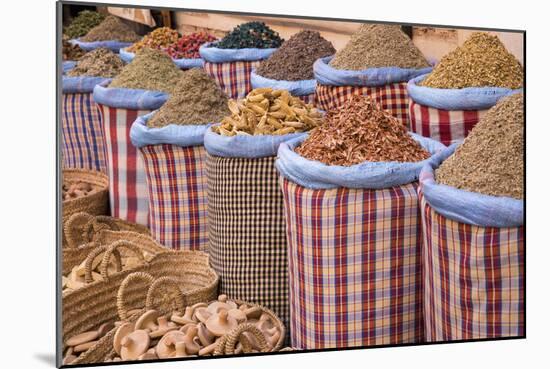 Bags of Herbs and Spices for Sale in Souk in the Old Quarter, Medina, Marrakesh, Morocco-Stephen Studd-Mounted Photographic Print