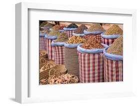 Bags of Herbs and Spices for Sale in Souk in the Old Quarter, Medina, Marrakesh, Morocco-Stephen Studd-Framed Photographic Print
