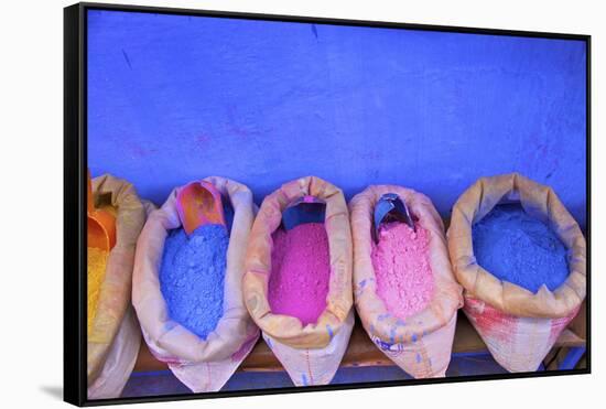 Bags of Powdered Pigment to Make Paint, Chefchaouen, Morocco, North Africa-Neil Farrin-Framed Stretched Canvas